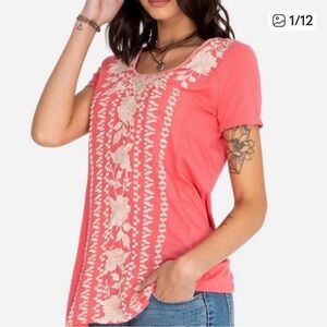 Johnny Was Embroidered Pink Women's Top